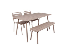 Lade das Bild in den Galerie-Viewer, MaximaVida Metall-Gartenmöbelset Max 150 cm Taupe  4-teilig, Bank ohne Rückenlehne
