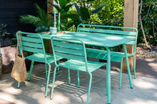 Afbeelding in Gallery-weergave laden, MaximaVida metalen tuinset Max cactus 150 cm – 1 tafel met 2 stoelen en 1 bank
