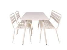 Load image into Gallery viewer, MaximaVida metal garden set Max ivory 150 cm 1 table with 2 chairs and 1 bench
