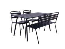 Load image into Gallery viewer, MaximaVida metal garden set Max black 150 cm - 1 table with 2 chairs and 1 bench
