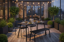 Load image into Gallery viewer, MaximaVida metal picnic set Max 150 cm black - 1 table 2 chairs 1 bench without backrest
