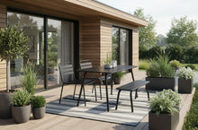 Load image into Gallery viewer, MaximaVida metal picnic set Max 150 cm black - 1 table 2 chairs 1 bench without backrest
