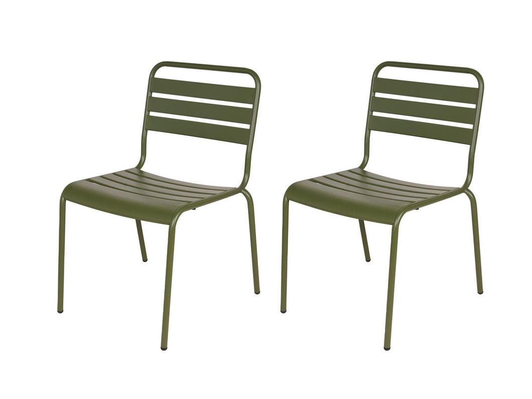 MaximaVida steel garden chair Max XXL olive green - 2 pieces