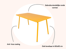 Load image into Gallery viewer, MaximaVida metal garden table Max 150 cm x 80 cm yellow ochre
