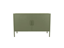 Lade das Bild in den Galerie-Viewer, MaximaVida Metall-TV-Schrank Finn 100 x 40 x 64 cm olivgrün - 1 Regal
