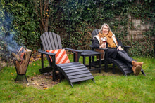 Load image into Gallery viewer, MaximaVida plastic Adirondack garden chair with footrest Montreal black – luxurious design

