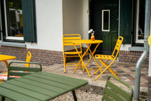 Load image into Gallery viewer, MaximaVida foldable round bistro set Max ochre yellow 70 cm - heavy duty version
