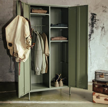 Load image into Gallery viewer, MaximaVida locker metal wardrobe Finn olive green 90 x 50 x 185 cm - 4 shelves
