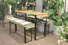Lade das Bild in den Galerie-Viewer, MaximaVida klappbare Picknickbank Berlin 120 cm, versehen von Klarlack
