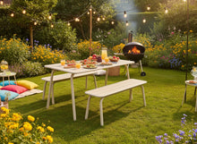 Load image into Gallery viewer, MaximaVida metal garden bench Max 120 cm ivory - without backrest
