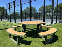 Afbeelding in Gallery-weergave laden, MaximaVida ronde aluminium picknicktafel Bermuda Ø 250 cm olijfgroen
