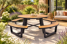 Afbeelding in Gallery-weergave laden, MaximaVida ronde aluminium picknicktafel Bermuda Ø 250 cm zwart
