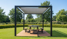 Load image into Gallery viewer, MaximaVida round aluminium picnic table Bermuda Ø 250 cm black
