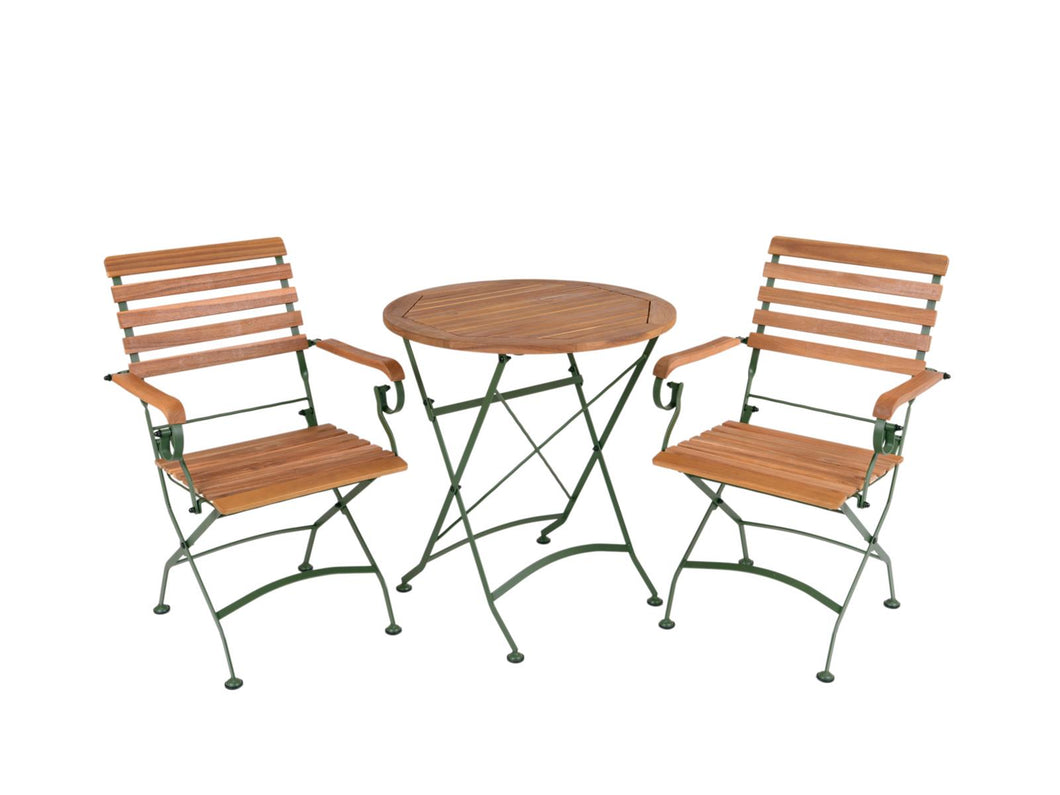 MaximaVida inklapbare ronde acacia bistroset Toscana 70 cm olijfgroen - stoelen met armleuning