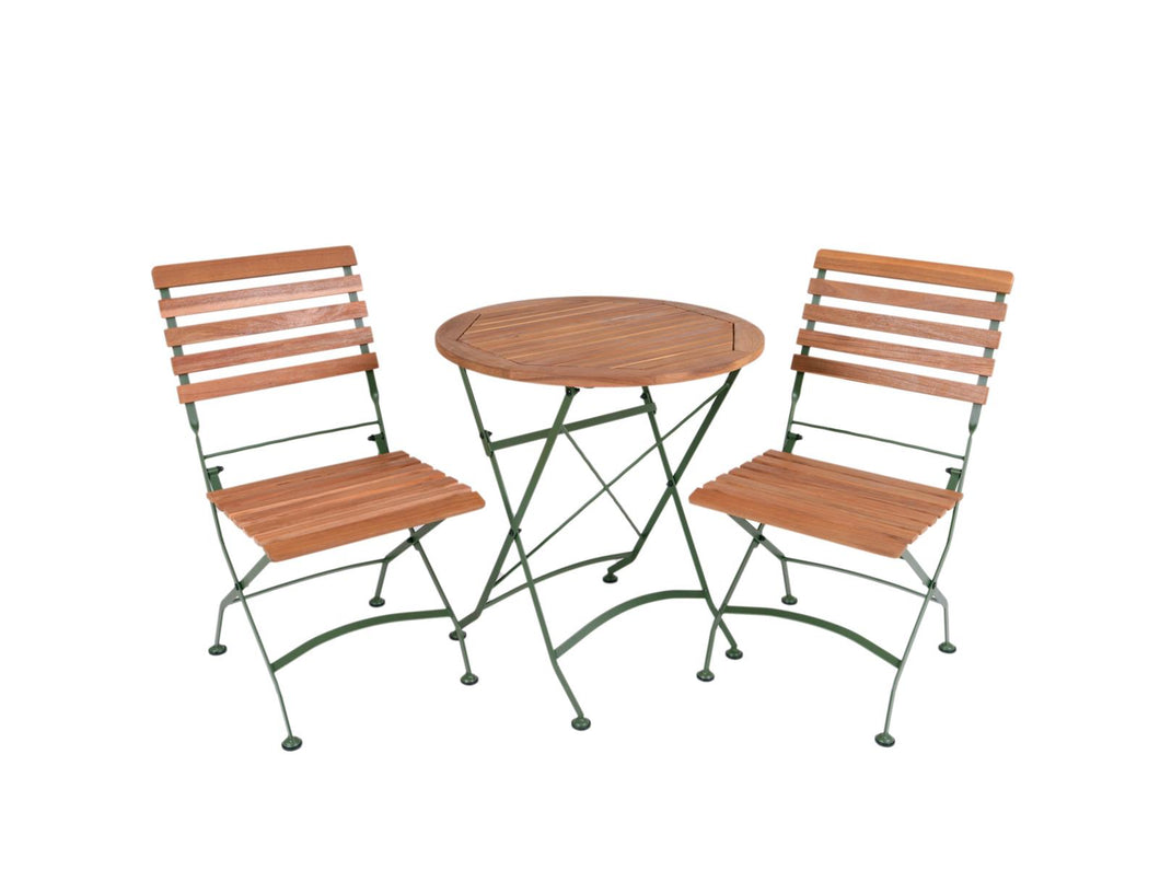 MaximaVida inklapbare ronde acacia bistroset Toscana 70 cm olijfgroen - stoelen zonder armleuning