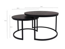 Afbeelding in Gallery-weergave laden, MaximaVida ronde salontafel set Chicago XL zwart 75 cm - pinewood fineer
