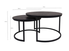 Load image into Gallery viewer, MaximaVida round coffee table set Chicago XL black 75 cm - pinewood veneer

