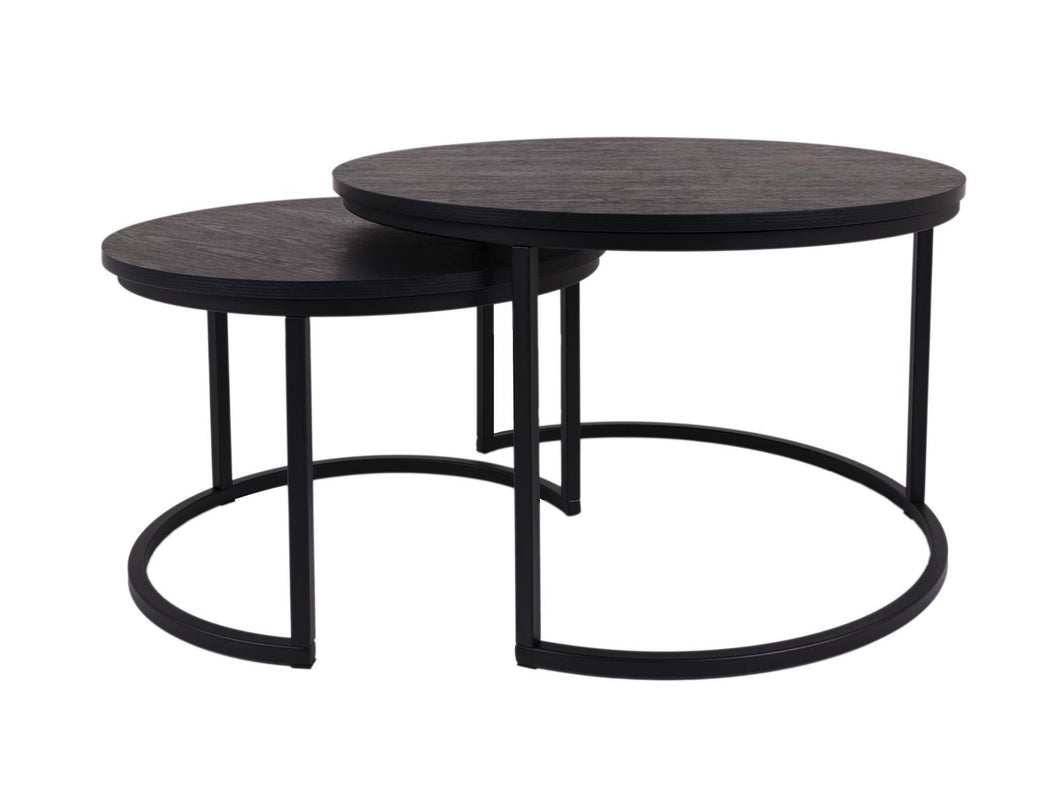 MaximaVida round coffee table set Chicago XL black 75 cm - pinewood veneer