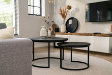 Load image into Gallery viewer, MaximaVida round coffee table set Chicago XL black 75 cm - pinewood veneer
