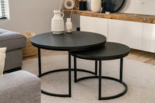 Afbeelding in Gallery-weergave laden, MaximaVida ronde salontafel set Chicago XL zwart 75 cm - pinewood fineer
