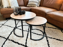 Load image into Gallery viewer, MaximaVida round coffee table set Copenhagen 58 and 45 cm – HPL herringbone look
