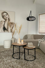Load image into Gallery viewer, MaximaVida round coffee table set Copenhagen 58 and 45 cm – HPL herringbone look
