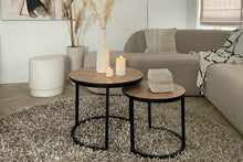 Load image into Gallery viewer, MaximaVida round coffee table set Copenhagen 58 and 45 cm – HPL herringbone look
