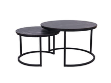 Load image into Gallery viewer, MaximaVida cross-leg coffee table set Firenze 58 and 45 cm - black HPL marble look
