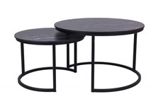 Load image into Gallery viewer, MaximaVida round coffee table set Firenze XL 75 and 58 - black  HPL marble look
