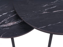 Load image into Gallery viewer, MaximaVida round coffee table set Firenze XL 75 and 58 - black  HPL marble look
