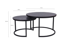 Load image into Gallery viewer, MaximaVida round coffee table set Firenze XL 75 and 58 - black  HPL marble look
