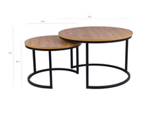 Load image into Gallery viewer, MaximaVida round coffee table set Kiev XL cm – rustic oak veneer
