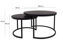 Load image into Gallery viewer, MaximaVida luxury coffee table set Chicago black 58 and 45 cm - A-grade Pinewood
