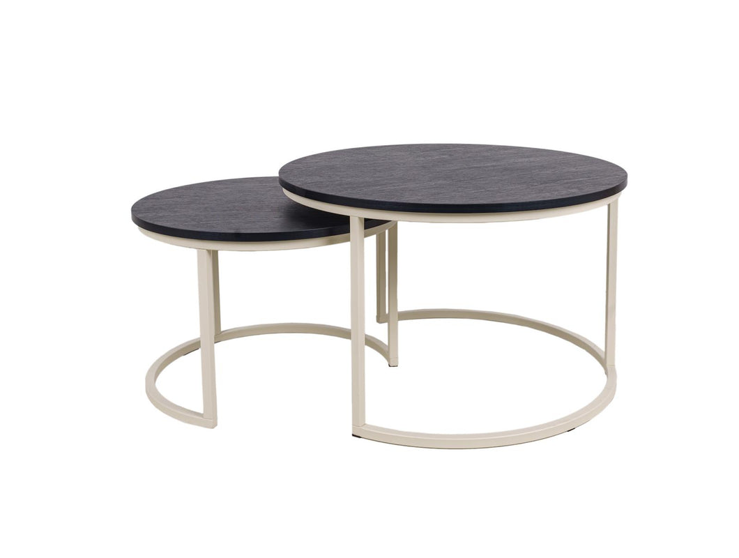 OUTLET MaximaVida ronde salontafel set Chicago XL 75 cm ivoor - pinewood fineer