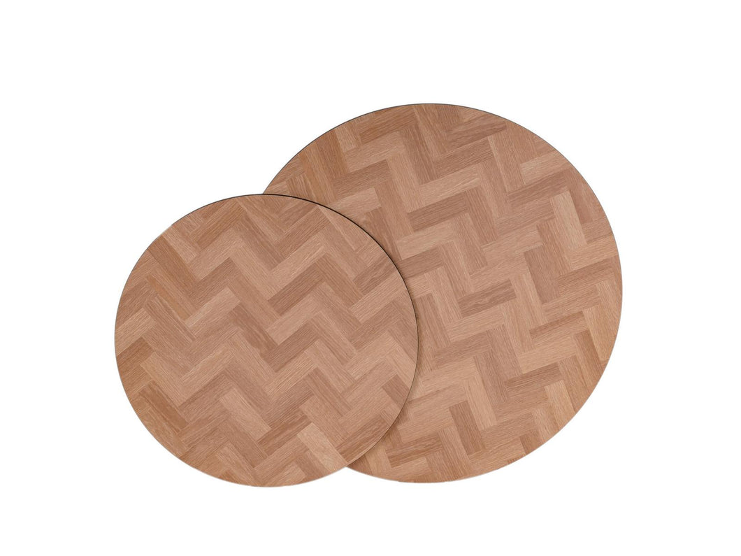 MaximaVida round set of table tops Copenhagen 58 and 45 cm - HPL herringbone look