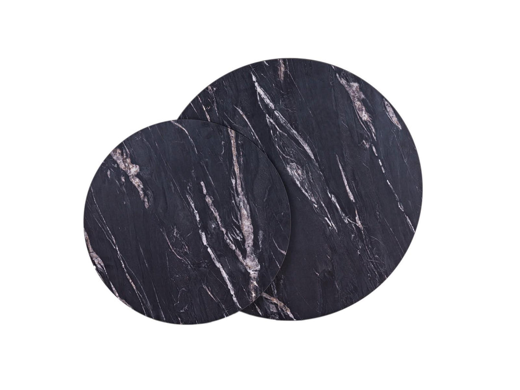 MaximaVida round set of table tops Firenze 58 and 45 cm - black HPL marble look