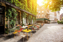 Load image into Gallery viewer, MaximaVida metal garden set Max yellow ochre 150 cm - 1 table with 2 chairs and 1 bench
