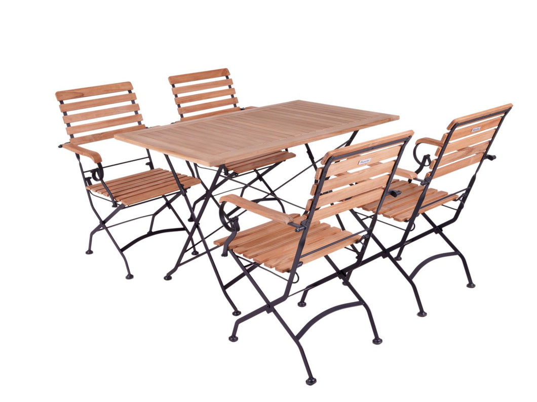 MaximaVida foldable rectangular acacia garden set Toscana 120 cm black - chairs with armrests