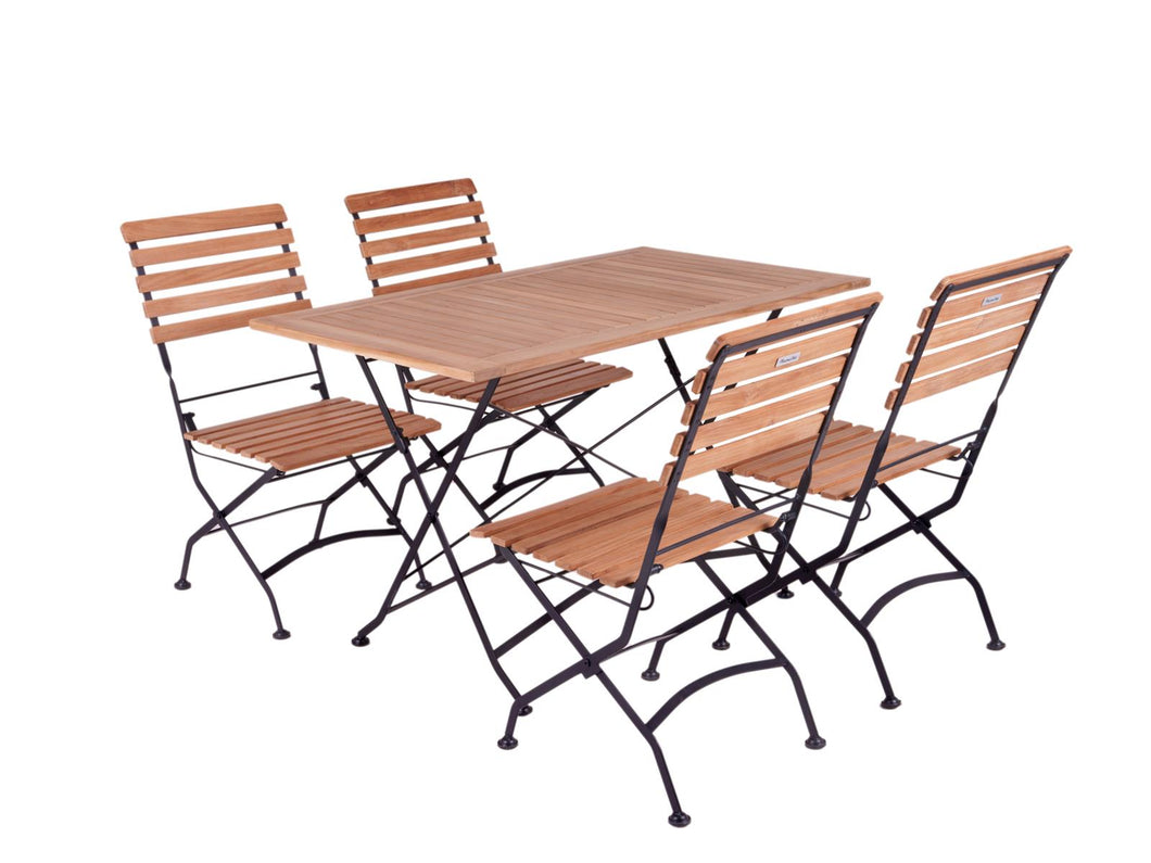 MaximaVida foldable rectangular acacia bistro set Toscana 120 cm black - chairs without armrests