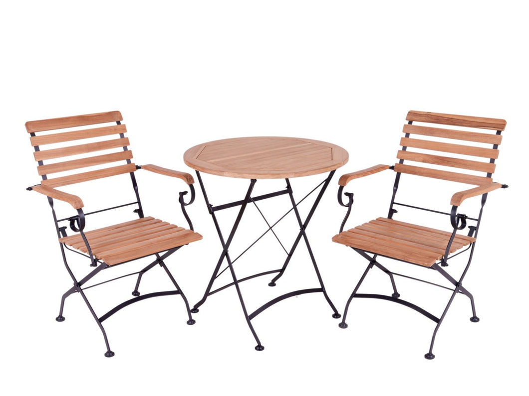 MaximaVida foldable round acacia bistro set Toscana 70 cm black - chairs with armrests