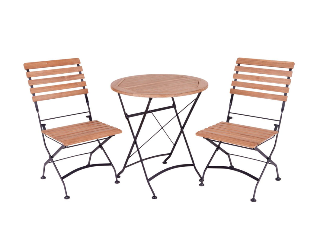 MaximaVida foldable round acacia bistro set Toscana 70 cm black - chairs without armrests