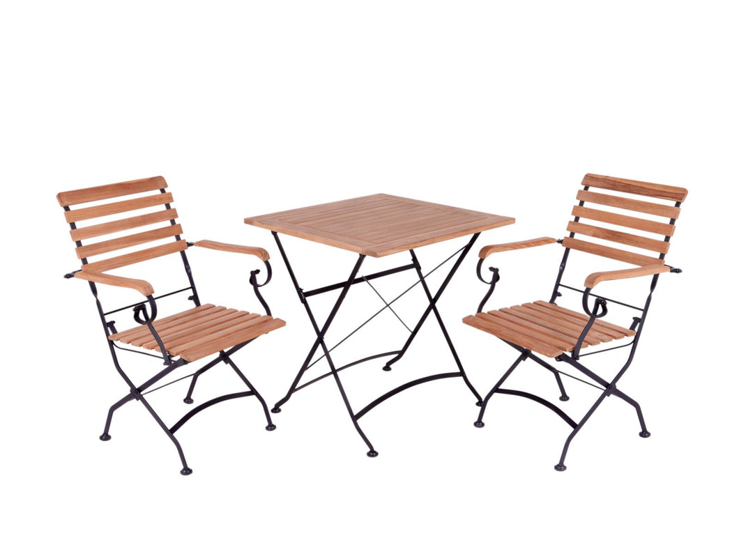 MaximaVida klappbares quadratisches Akazien Bistro-Set Toscana 70 cm - Stühle mit Armlehnen