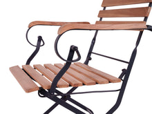 Load image into Gallery viewer, MaximaVida foldable round acacia bistro set Toscana 70 cm black - chairs with armrests

