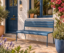 Lade das Bild in den Galerie-Viewer, MaximaVida Metall-Gartenbank Max 120 cm Petrolblau
