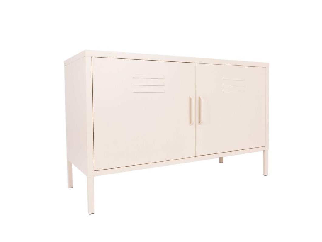 MaximaVida metal TV locker cabinet Finn 100 x 40 x 64 ivory - 1 shelf