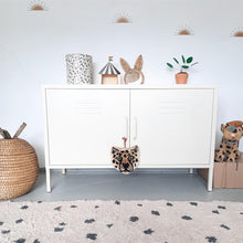 Load image into Gallery viewer, MaximaVida metal TV locker cabinet Finn 100 x 40 x 64 ivory - 1 shelf
