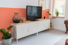 Load image into Gallery viewer, MaximaVida metal TV locker cabinet Finn 100 x 40 x 64 ivory - 1 shelf
