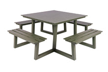 Load image into Gallery viewer, MaximaVida square aluminium picnic table Dex 215 cm olive green - easy entry
