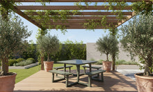 Load image into Gallery viewer, MaximaVida square aluminium picnic table Dex 215 cm olive green - easy entry
