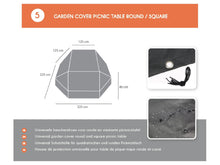 Load image into Gallery viewer, MaximaVida heavy duty garden cover Londen for square and round picnic table black
